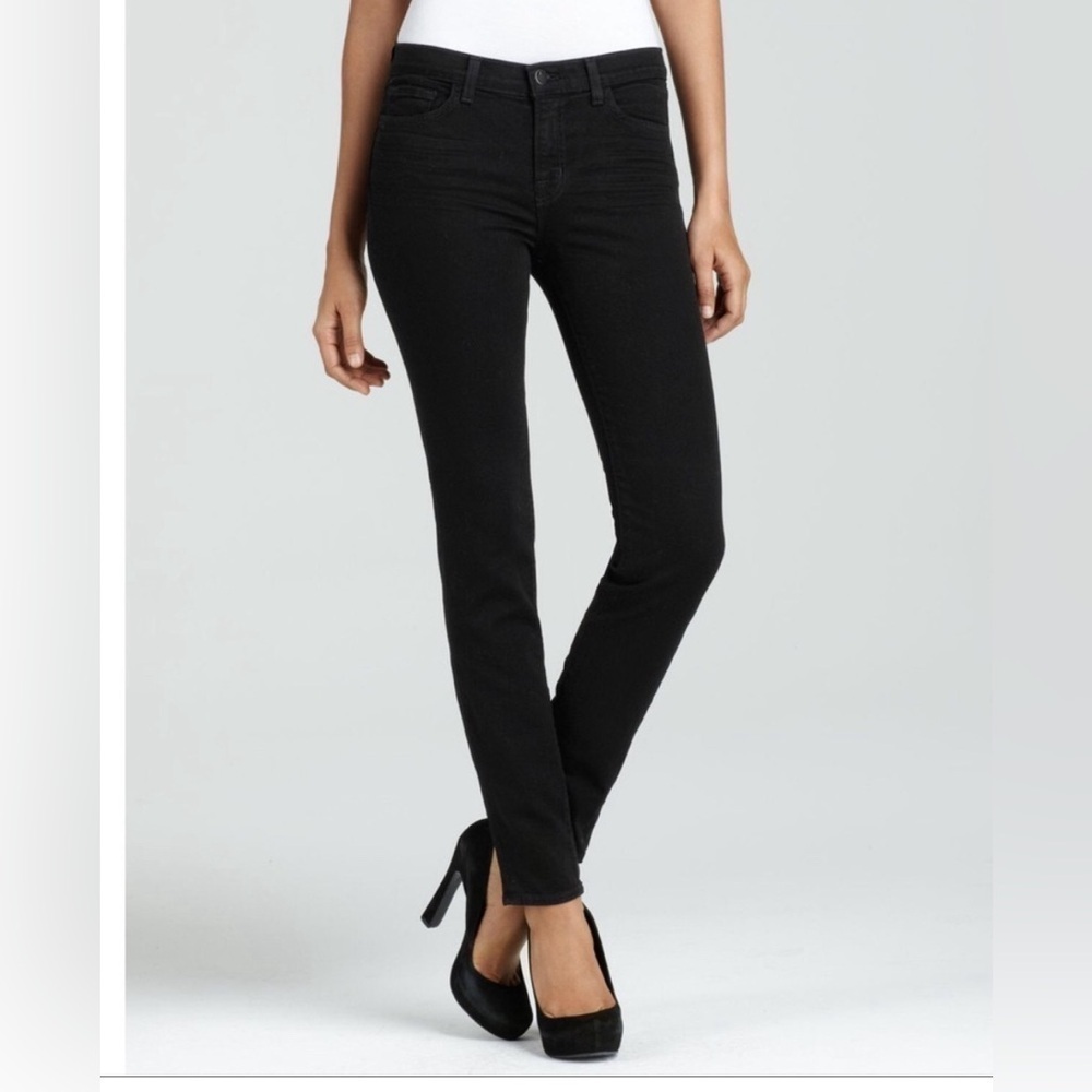 J Brand Skinny Leg Shadow Dark Black Stretch Denim Mid Rise Jeans Size 29 EUC